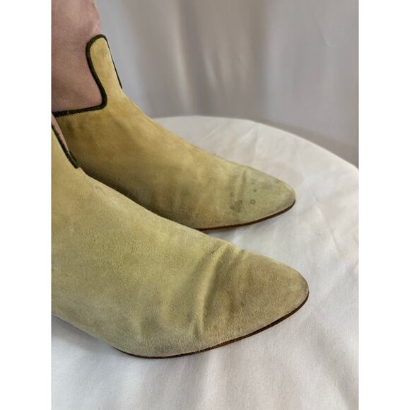 VTG Maud Frizon 70’s or 80’s Suede Boots 1.5” Heel Beige Green French Designer - Picture 5 of 16
